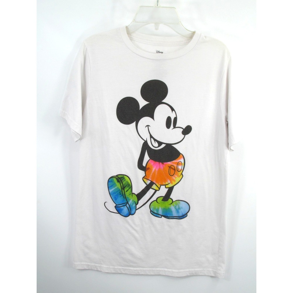 Disney Mickey Mouse Kids Unisex XL White T-Shirt Tie Dye Shorts Graphic Tee